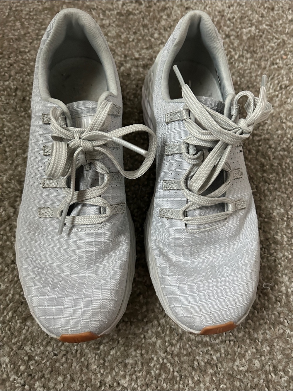 NOBULL Men's White Knit Training Sneakers with Tan Accents